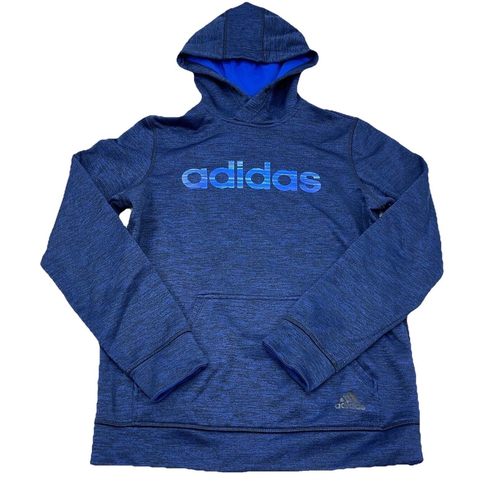Adidas Hoodie Men Small Blue Sweatshirt Sweater Performance Active Heather Adult